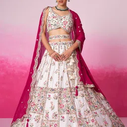 panchhi Embroidered Sequinned Semi-Stitched Lehenga & Unstitched Blouse With Dupatta-image-88