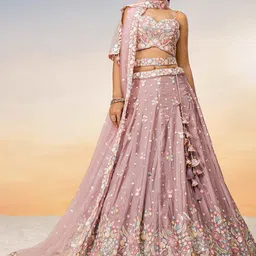panchhi Embroidered Sequinned Semi-Stitched Lehenga & Unstitched Blouse With Dupatta-55