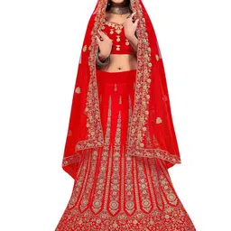 MANVAA Embroidered Beads & Stones Semi-Stitched Lehenga & Unstitched Blouse With Dupatta-picture-13