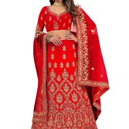 MANVAA Embroidered Beads and Stones Semi-Stitched Lehenga & Unstitched Blouse With Dupatta-picture-12