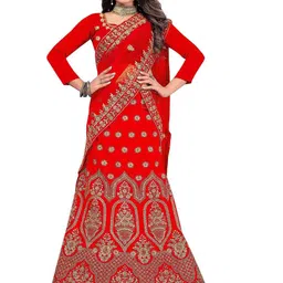MANVAA Embellished Beads & Stones Semi-Stitched Lehenga & Unstitched Blouse With Dupatta-picture-32
