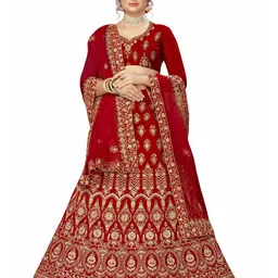 MANVAA Embroidered Beads and Stones Semi-Stitched Lehenga & Unstitched Blouse With Dupatta-picture-51
