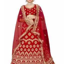 MANVAA Embroidered Velvet Semi Stitched Lehenga & Unstitched Blouse With Dupatta-picture-46