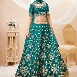FABPIXEL Embroidered Mirror Work Semi-Stitched Lehenga Choli With Dupatta-picture-44