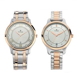 Titan  Silver-Toned Analogue Couple Watch Gift Set   NM17752481KM01-image-62