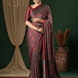 Anouk Ethnic Motifs Pure Crepe Saree With Blouse Piece-picture-14