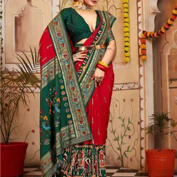 Anouk Ethnic Motifs Printed Zari Patola Saree-image-51