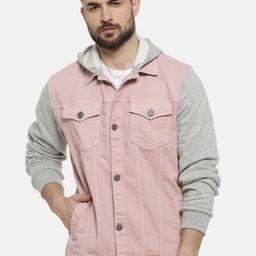 Campus Sutra Windcheater Hooded Longline Cotton Denim Jacket-image-48