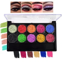 Adbeni Ultimate 10 Pigmented Glitter Colors Eyeshadow Palette - 60g - Shade 02-19