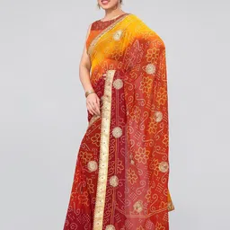 MIRCHI FASHION Dyed Bandhani Saree With Zari-picture-58