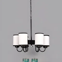 Devansh White & Black Iron Contemporary Ceiling Lamp-12