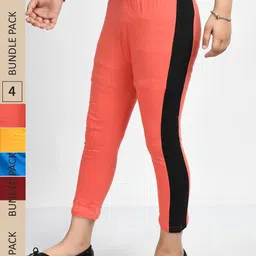IndiWeaves Girls Pack Of 5 Colourblocked Pure Cotton Capris-image-80