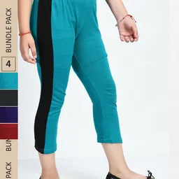 IndiWeaves Girls Pack Of 5 High-Rise Pure Cotton Capris-image-98
