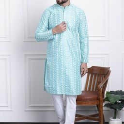 SOJANYA Ethnic Motifs Embroidered Kurta with Churidar-image-22