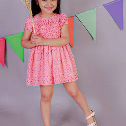 KidsDew Girls Conversational Printed Ruffled Fit & Flare Dress With Hairband & Bloomer-image-43