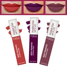FORFOR Set of 3 Powerstay Non-Transfer Waterproof Liquid Matte Lipstick - 5ml Each-24