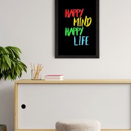 eCraftIndia Black & Red "Happy Mind Happy Life" Printed Wall Art-image-26