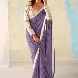 Saree mall Embellished Sequinned Pure Georgette Sarees-image-4