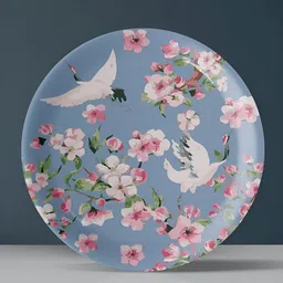 nestroots Blue & Pink Floral Printed Ceramic Wall Plates-image-27