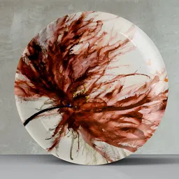 nestroots White & Burgundy Floral Printed Ceramic Rave Wall Plate-image-79