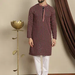 Anouk Embroidered Regular Pure Cotton Kurta With Churidar-picture-17