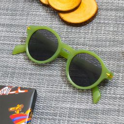 Gold Berg Unisex Black Lens & Green Round Sunglasses with UV Protected Lens-43