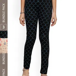 IndiWeaves Girls Pack Of 3 Printed Pure Cotton Ankle Length Leggings-picture-18