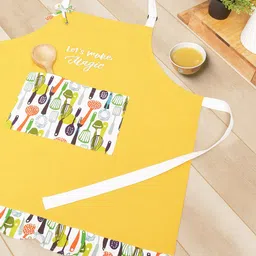BLANC9 Yellow Printed Aprons With Front Centre Pocket-41
