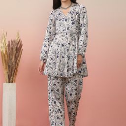 Varanga Floral Printed V-Neck Tunic & Trousers-picture-35