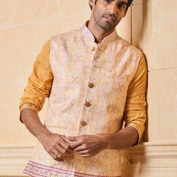 Tasva Printed Mandarin Collar Nehru Jacket-28