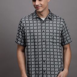 Crocodile Comfort Geometric Self Design Cotton Casual Shirt-image-70