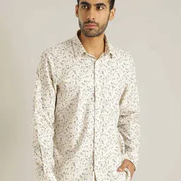 Indian Terrain Chiseled Floral Printed Pure Cotton Slim Fit Casual Shirt-image-93