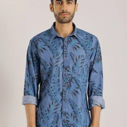 Indian Terrain Chiseled Slim Fit Floral Printed Pure Cotton Shirt-image-35