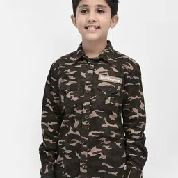 Crimsoune Club Boys Standard Slim Fit Camouflage Printed Pure Cotton Casual Shirt-image-16