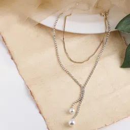 SOHI Gold-Toned & White Gold-Plated Layered Chain-18