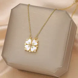 Yellow Chimes Gold-Plated Crystal Joining Heart Pendant-image-28