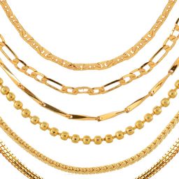 AanyaCentric Pack Of 6 Brass Gold Plated Chain-image-78