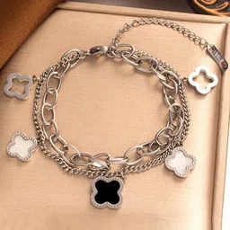 Jewels Galaxy Silver-Plated Stainless Steel Charm Bracelet-36