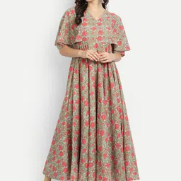 githaan Green Floral Maxi Dress-image-66