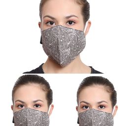 Anekaant Women Pack Of 3 Brown & White 3-Ply Fabric Fashion Masks-image-37