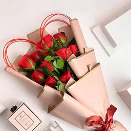 Floweraura 10 Pieces Flower Bouquet Fresh Live Roses With Scented Candle-image-34