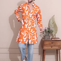 MIDAV Abstract Printed Shirt Collar Cotton Straight Kurta-picture-54