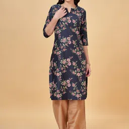 RANGMANCH BY PANTALOONS Floral Printed Round Neck Straight Kurta-picture-20