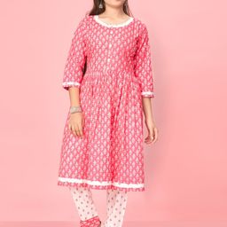 BAESD Girls Round Neck Cotton Floral Printed Kurta-picture-13