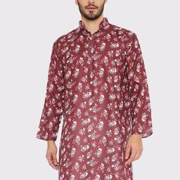 Maharaja Floral Printed Regular Cotton Linen Kurta-picture-14