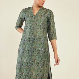 Soch Floral Printed V Neck Straight Kurta-32