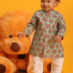 VASTRAMAY Boys Floral Printed Kurta with Pyjamas-48