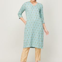 Melange by Lifestyle Women Green Ethnic Motifs Printed Kurta-picture-31