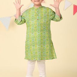 Fabindia Boys Ethnic Motifs Printed Band Collar Straight Kurta-50