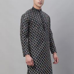 SOJANYA Men Geometric Printed Mandarin Collar Kurta-2